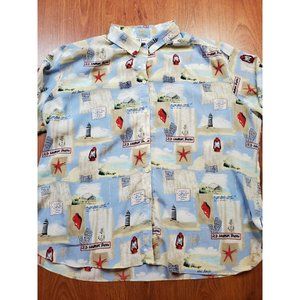 All Hours Mens vintage Hawaiian Old Harbor Lighthouse Shirt Sz 3XL Cotton U.S.A.